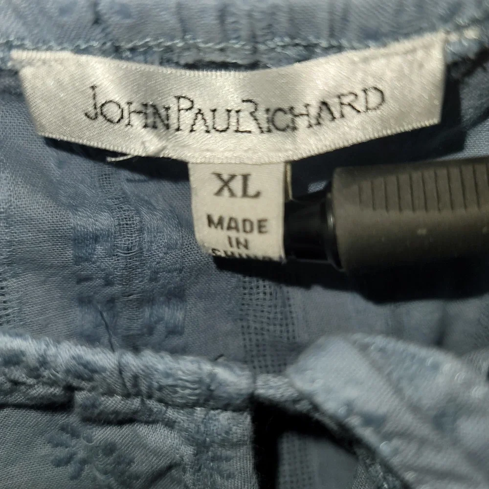 John Paul Richard  XL Cotton Tiered Boatneck Top Minimalist Office Work‎ Boho